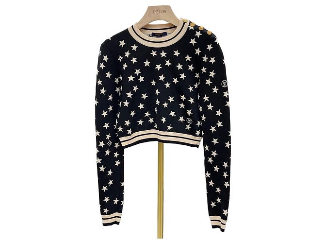 Louis Vuitton Top cropped de jacquard com estrelas preto