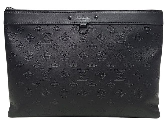 Louis Vuitton Black Pochette Monogram Shadow Clutch Bag