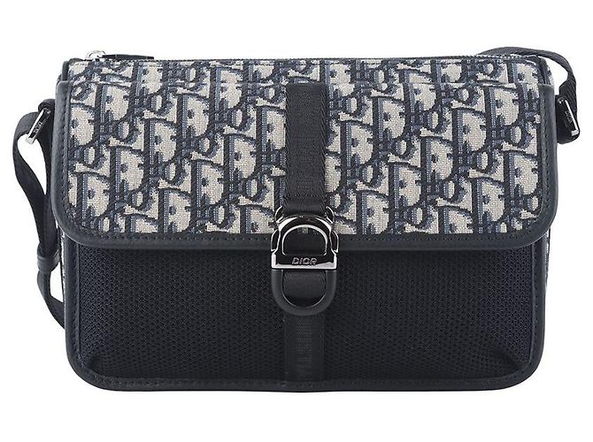 Dior Borsa Messenger a Tracolla in Jacquard Oblique Nero