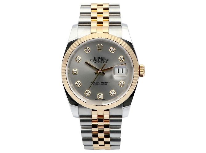Rolex Orologio Datejust da uomo con quadrante grigio combinato e diamanti originali Marrone