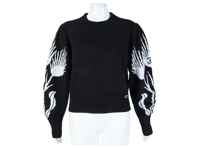 Chanel Langarm Strick Schwarz 