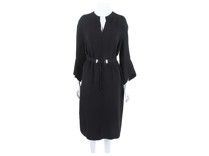 Hermès Vestido de seda Hermes Negro Paño