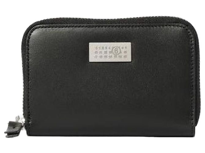 Maison Martin Margiela Carteira de couro com zíper Numeric Preto