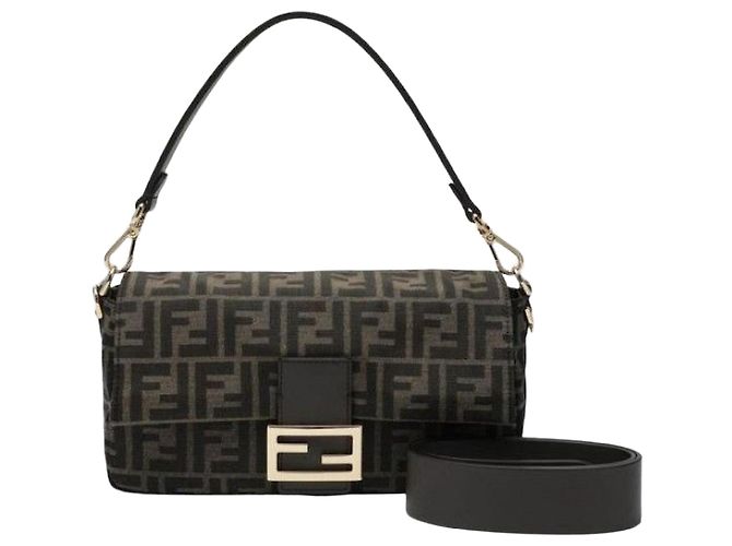Fendi Borsa Baguette FF Jacquard Marrone