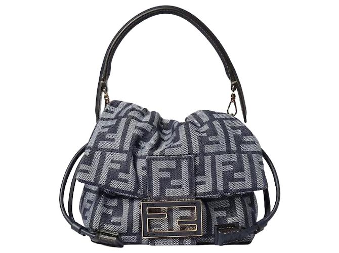 Fendi Piccola borsa baguette in denim Blu