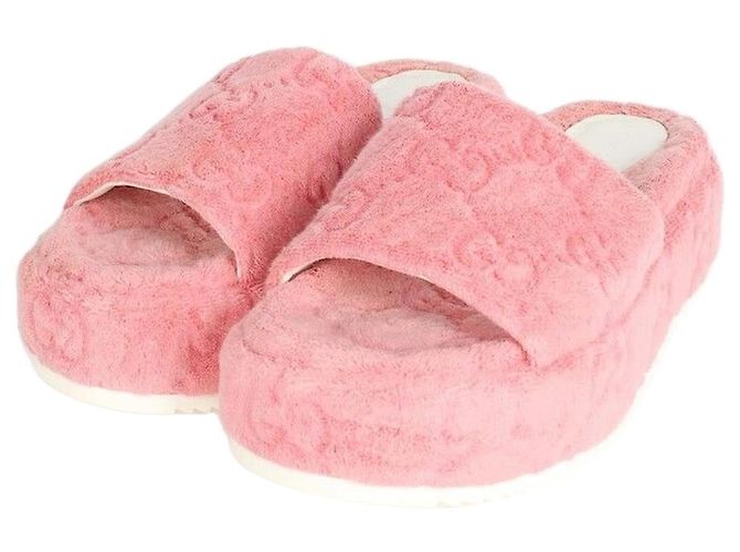 Gucci Platform Terry Slide Sandalen Pink