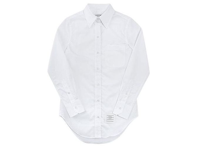 Thom Browne Popeline-Hemd mit verdecktem RWB-Besatz Silber
