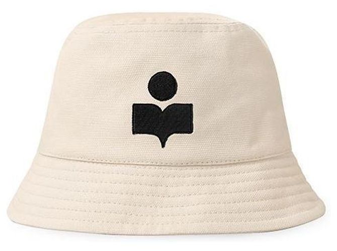 Isabel Marant Hailey Logo Bestickter Bucket Hat Weiß