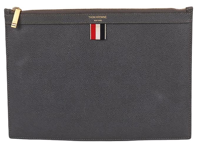 Thom Browne Gray Medium Striped Clutch Bag