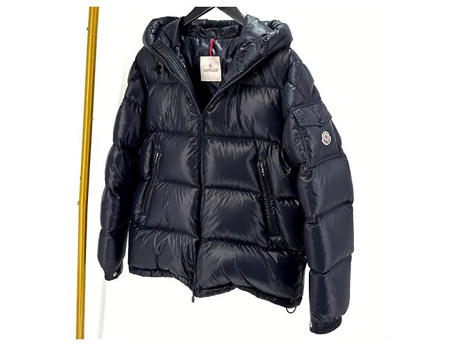 Moncler Hooded Down Jacket Navy Blue