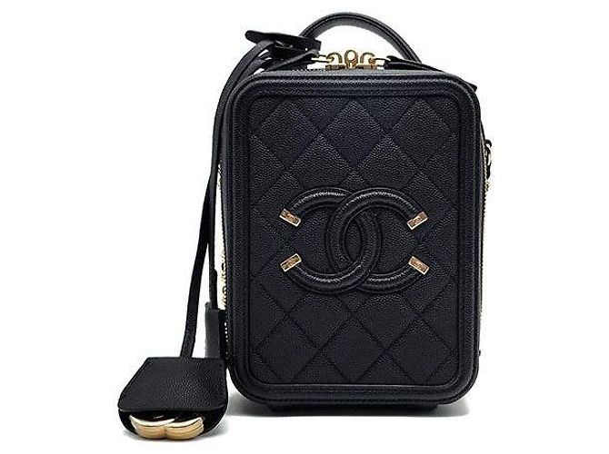 Chanel Caviar Cosmetic Tote and Shoulder Bag Black