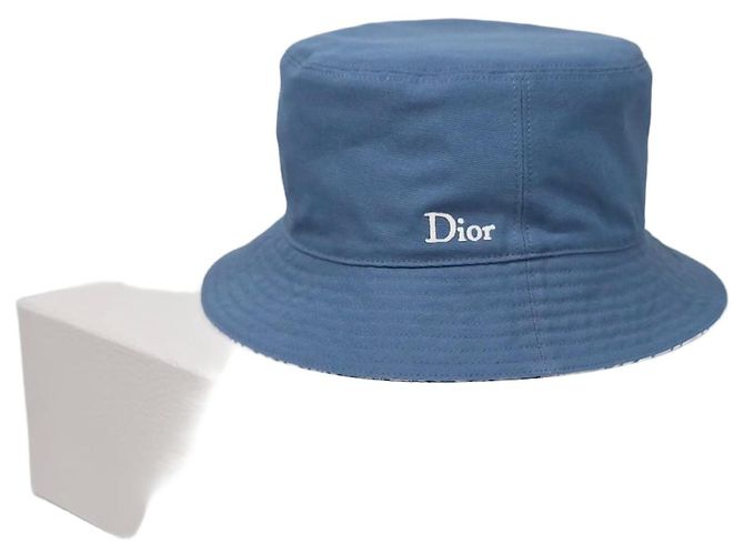Oblique Dior Fleece-Bucket-Hat mit Schrägmuster Silber