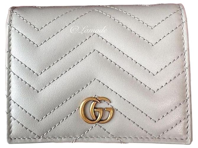Gucci GG Marmont Card Case Wallet Light Beige Leather DTDHT