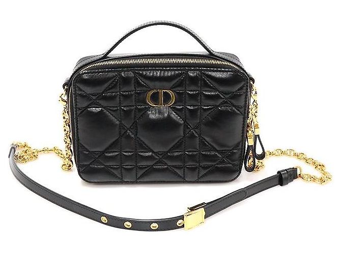 Bolsa Caro Dior Preta Macro Cannage em pele de vitelo Preto