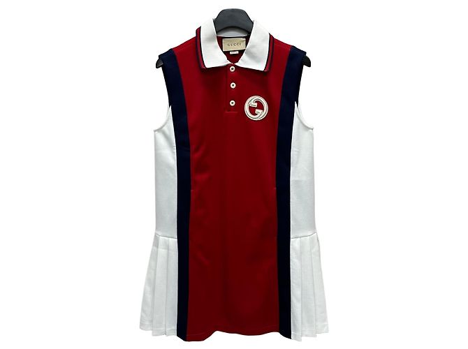 Gucci Technical Jersey Polo Dress Red