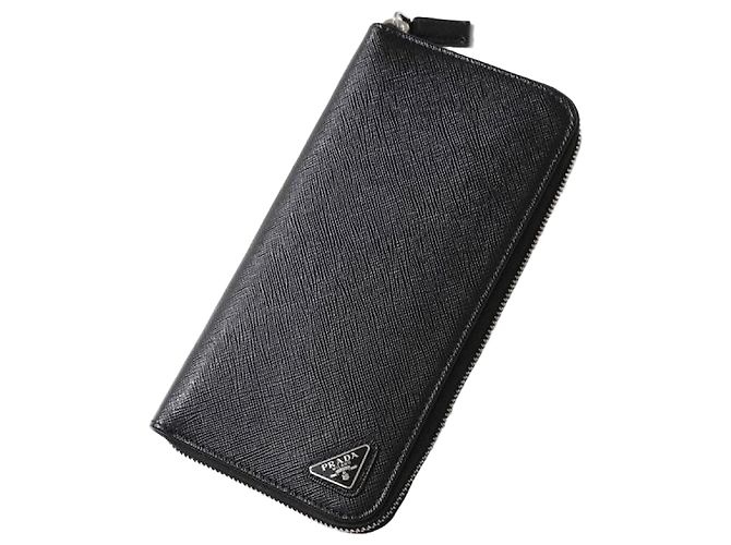 Prada Cartera larga con cremallera Saffiano Negro