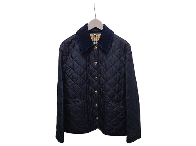 Burberry Midnight Blue Corduroy Collar Diamond Quilted Jacket