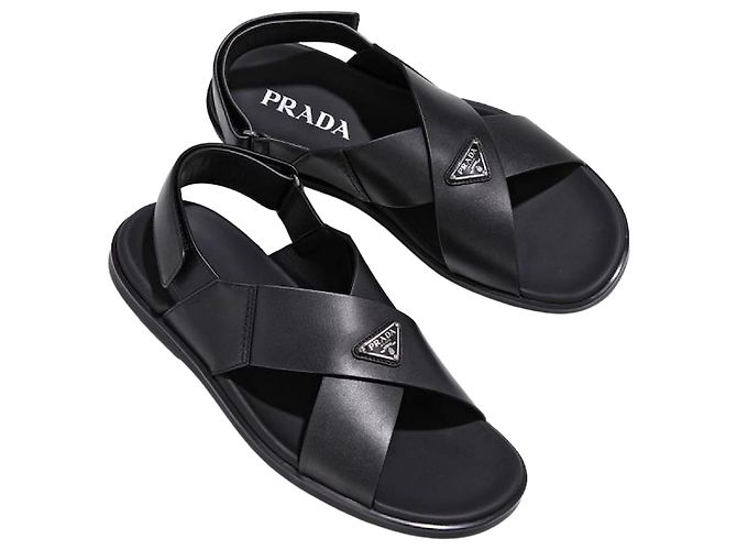 Prada Sandali in pelle nera Nero