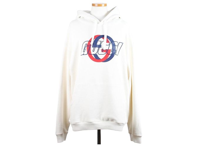 Gucci Sudadera con capucha de jersey de algodón Off White XL Blanco