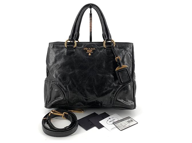 Prada Sac cabas et sac à bandoulière Vitello Shine Way Noir