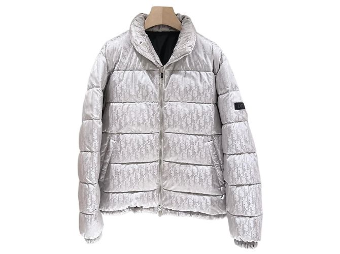Dior Oblique Silver Down Jacket Silvery 