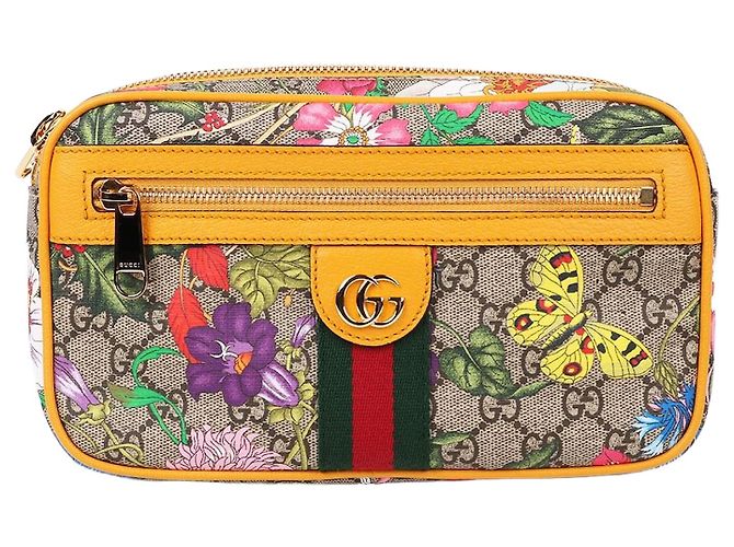 Gucci Blumenmuster Gürteltasche Gelb