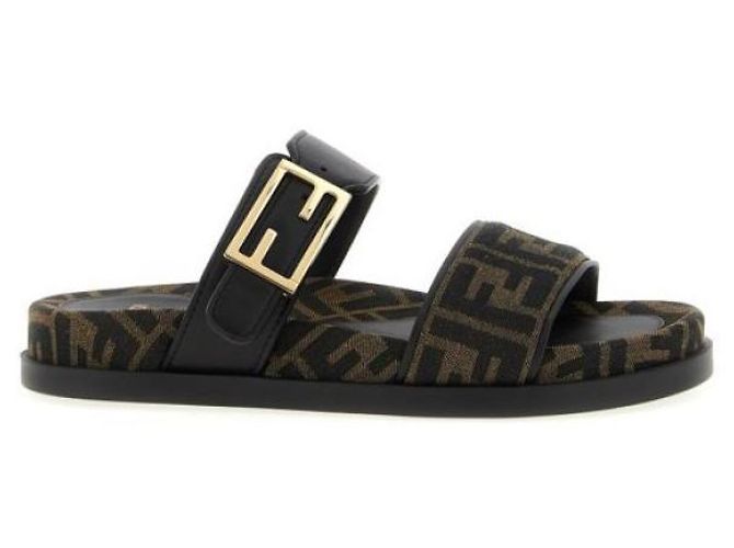 Fendi Ciabatte Jacquard Nero 