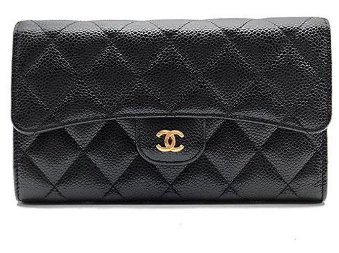 Chanel Caviar Long Wallet Schwarz