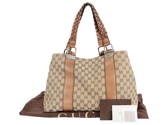 Bamboo Gucci Bolsa Tote com acabamento em couro marrom e decoração de bambu
