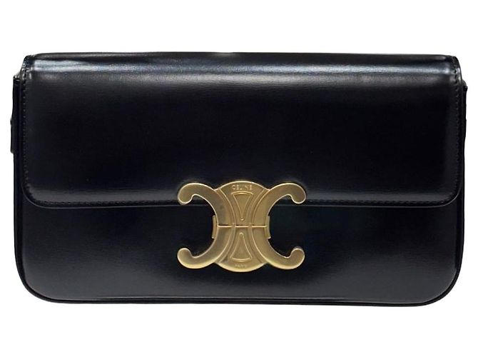 Céline Borsa a tracolla Claude in pelle di vitello lucida nera Nero