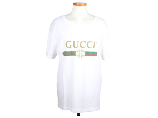 Gucci T-Shirt mit Logo-Print in Weiß