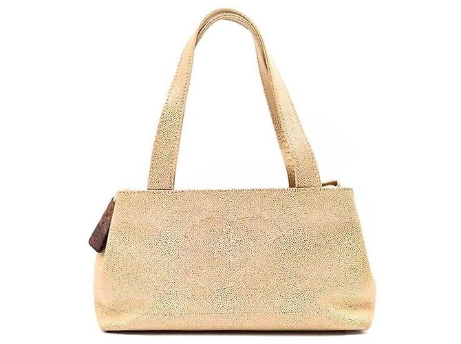 Chanel Caviar CC Logo Tote Bag Orange