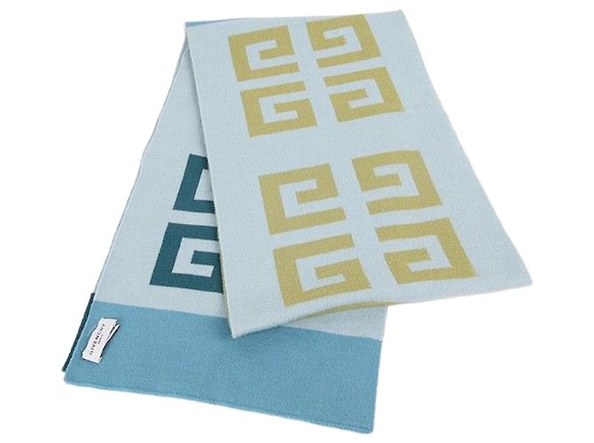 Givenchy Hellblauer Wollschal mit Logo-Muster 