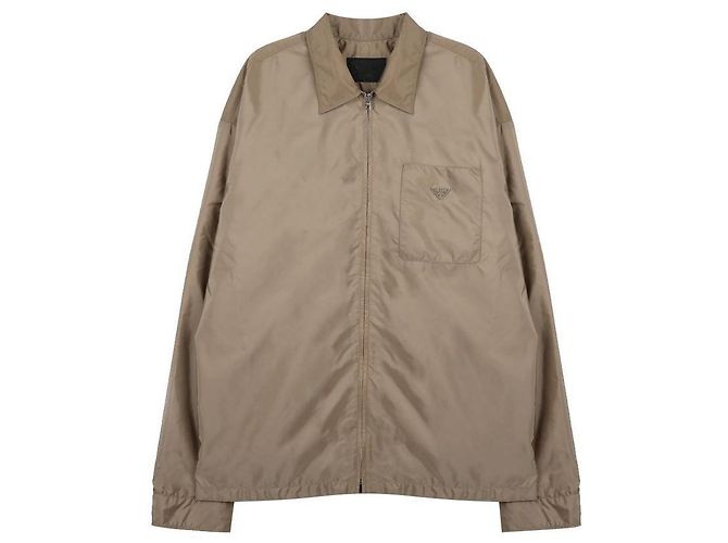 Prada Camicia in nylon con zip Marrone 