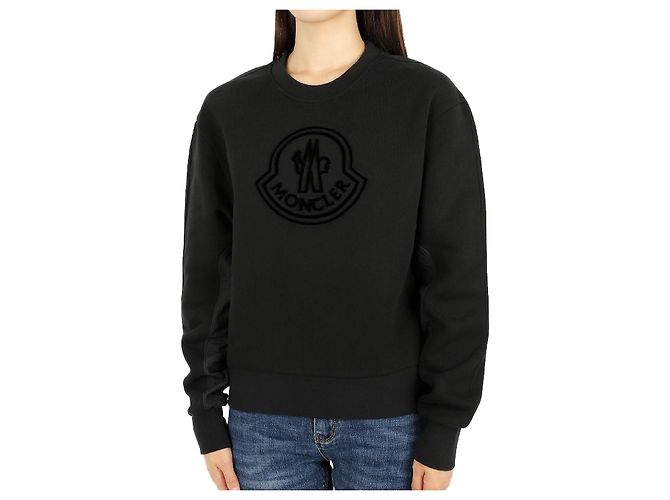 Moncler Damen Sweatshirt aus Nylon mit Logo (Schwarz)