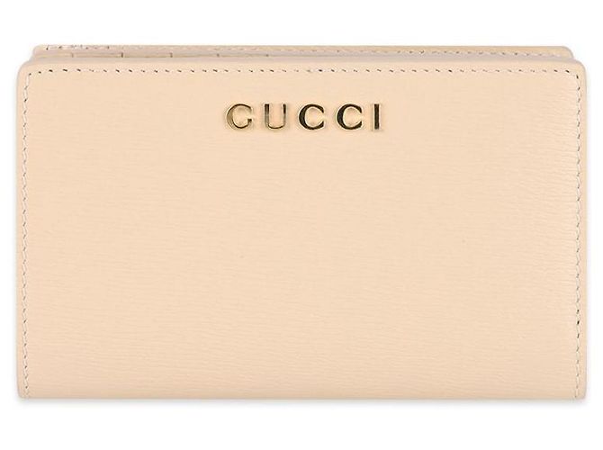 Gucci Women's Leather Script Zipper Wallet (Beige) Orange