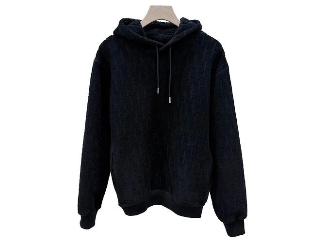 Dior Oblique Baumwoll-Terry-Kapuzenpullover Schwarz