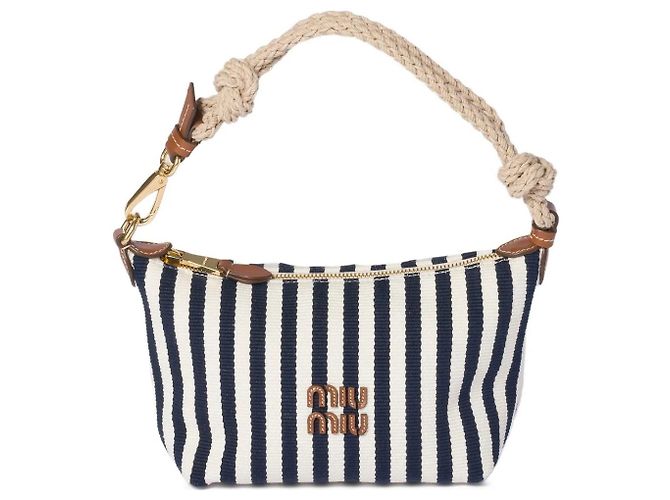 Miu Miu Pouch de algodão e couro Blue Cognac Azul