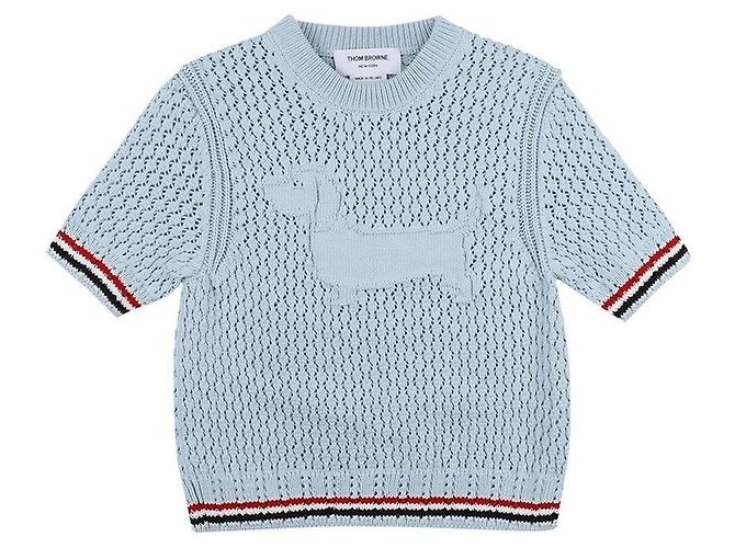 Thom Browne Strick-T-Shirt Hector Pointel Blau