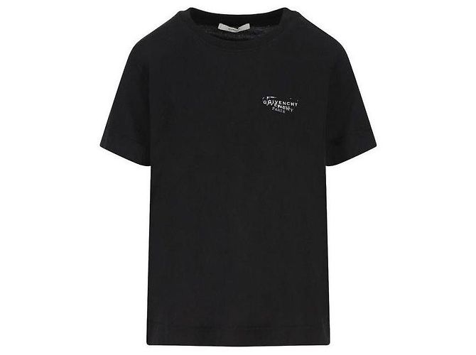 Givenchy Logo Stamp Print Cotton T-Shirt Black