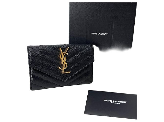 Saint Laurent Cartera de tarjetas sobre para mujer negra Negro
