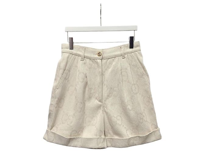 Gucci Short de algodão GG Maxi Marfim Branco