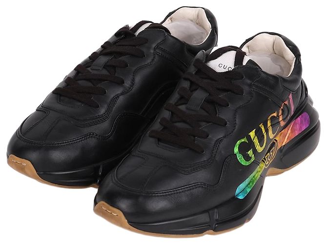 Gucci Ryton Herren-Sneaker mit Regenbogen-Logo Schwarz