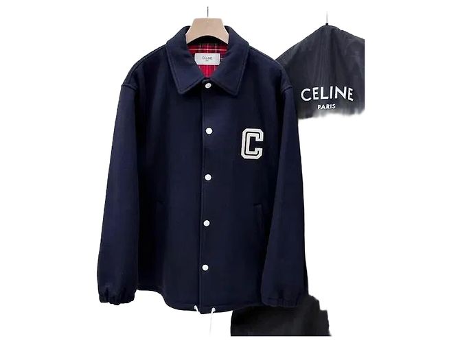 Céline Wool Teddy Double Face Wool Coach Jacket Black