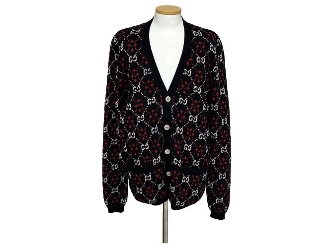 Gucci GG Diamond Wollstrickjacke Silber