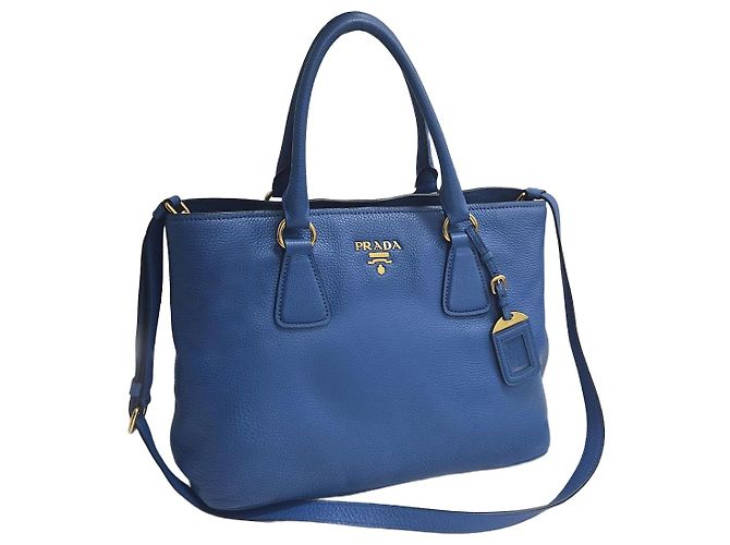 Prada Tote e Bolsa de Ombro Vitello Daino Blue Azul