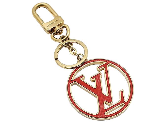 Louis Vuitton Chaveiro de couro Epi Circle da LV cor Ouro Vermelho