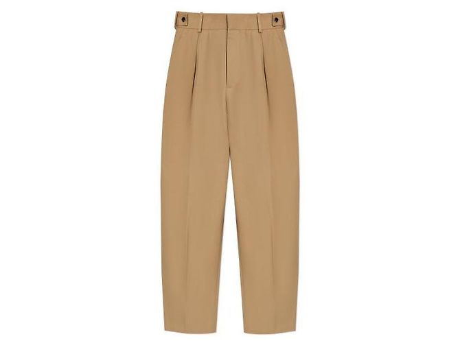 Bottega Veneta Pantalones de sarga de algodón Castaño