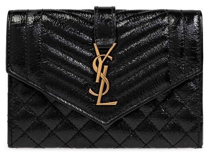 Saint Laurent Portafoglio a busta Mix Matelassé Nero