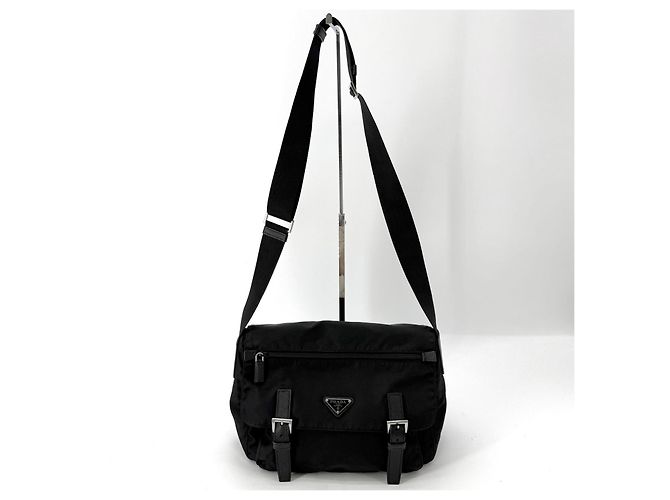 Prada Borsa a tracolla in nylon con logo triangolare Argento
